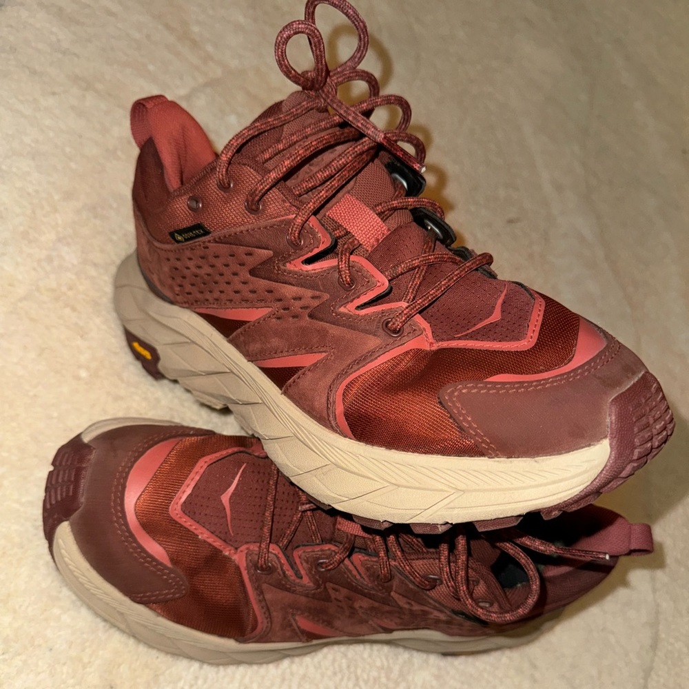 Hoka Anacapa Low GTX Hiking Shoes Cherry Mahogany/Hot Sauce Boots